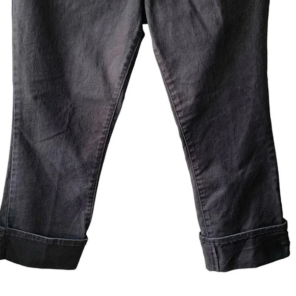 Levi's 550 Y2K Relaxed Bootcut Cropped Cuffed Black Denim Jeans Size 6S Stretch - Picture 6 of 15